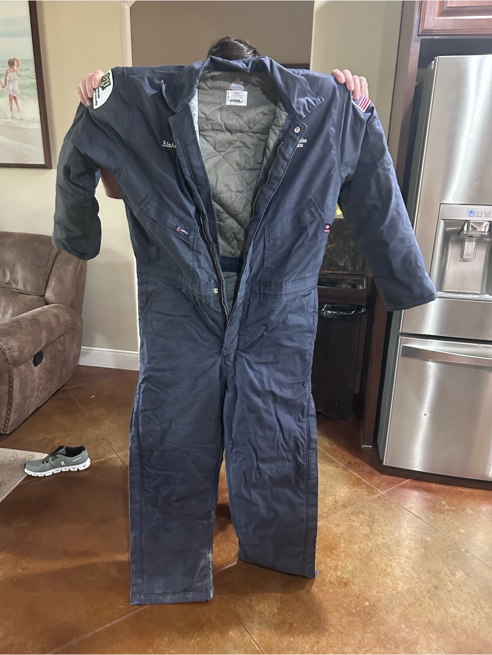 Men's Navy Insulated Work Coverall Jacket - Performance